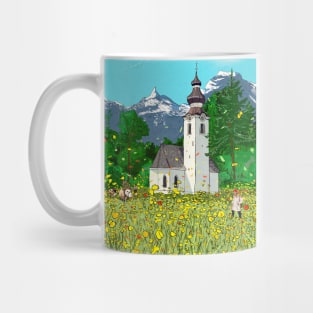 Gnadenwald Innsbruck Austria Landscape Whimsical Illustration Mug